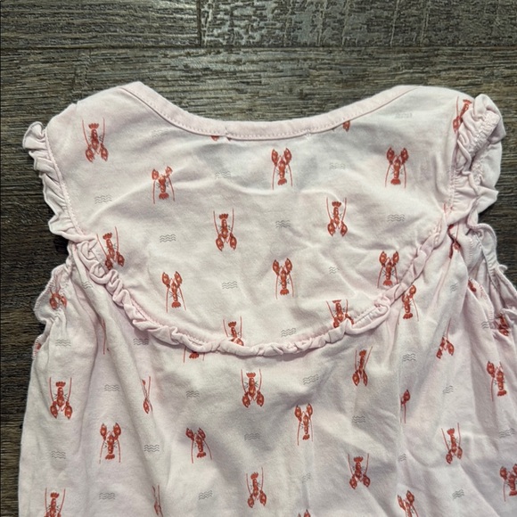 Feather Baby 100% Pima Cotton Yoke Romper w/ Lobster Print on Light Pink - Picture 6 of 7